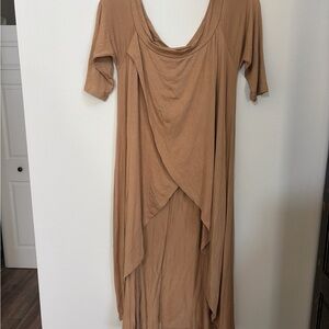 Annabelle Tan High-Low Draped Maxi Dress
